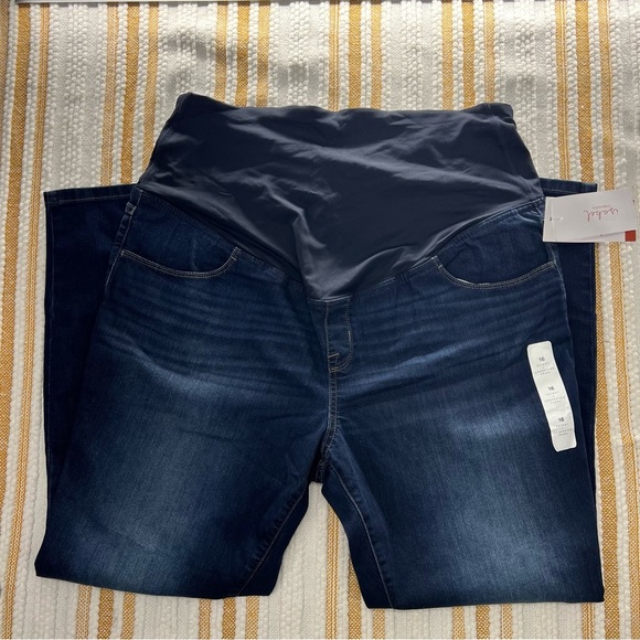 NWT Over The Belly Dark Wash Skinny Maternity Jeans -Dark Wash Size 16 - Picture 6 of 12